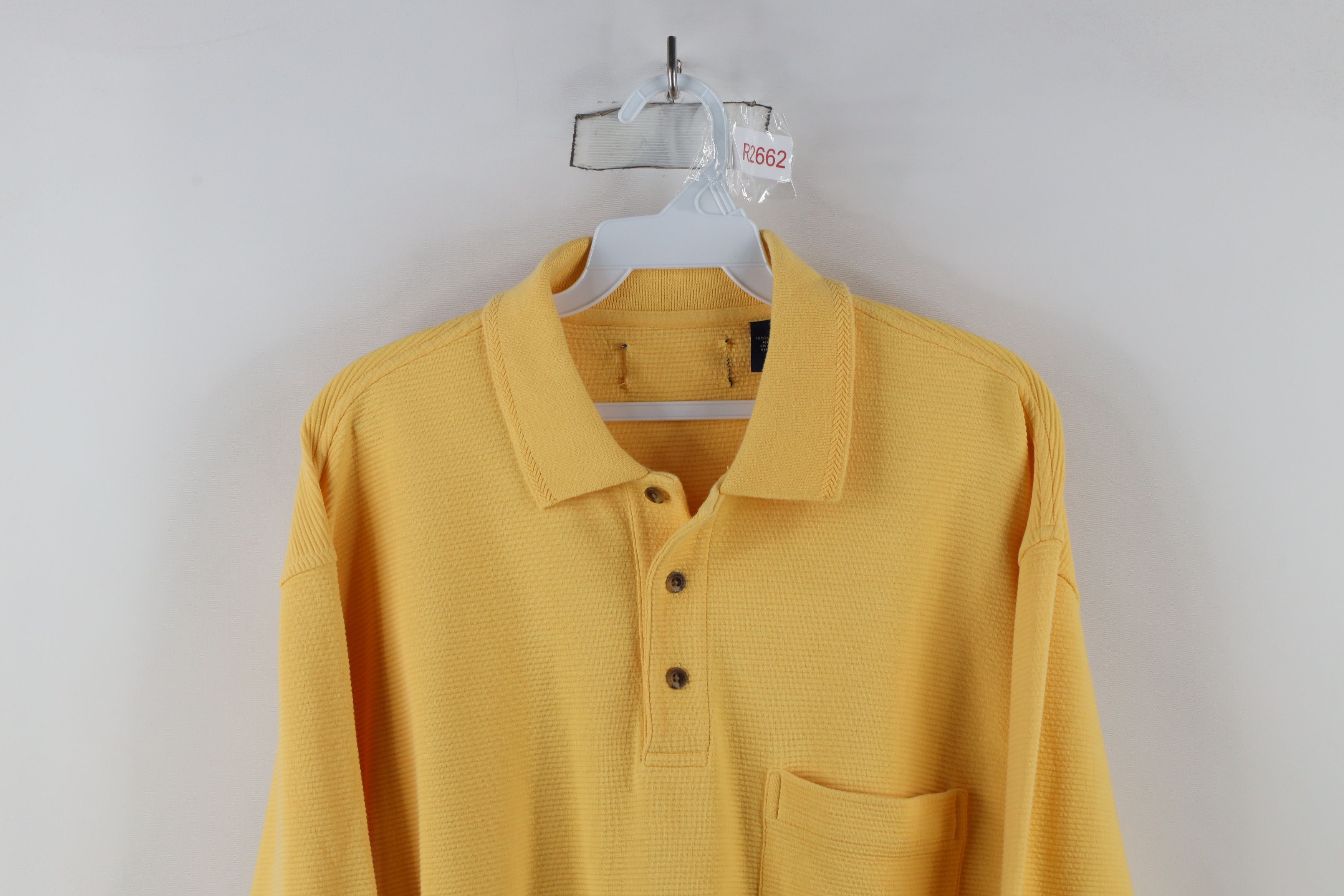 Vintage Vintage 90s Streetwear Long Sleeve Rugby Polo Shirt Yellow Size US M / EU 48-50 / 2 - 2 Thumbnail