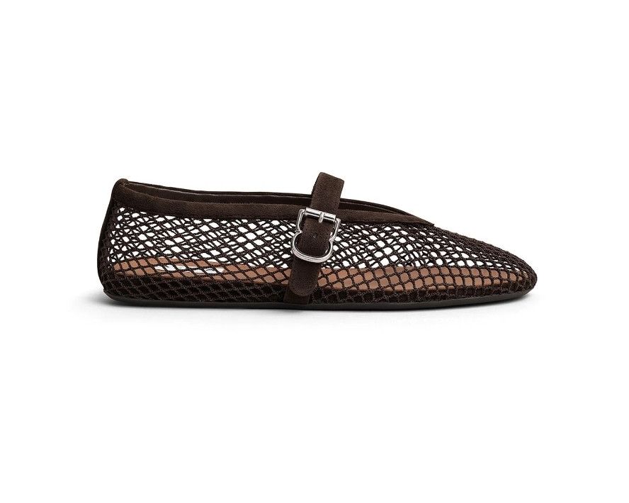 Suede Ballet Flats In Fishnet in Brown, Women's (Size 6) — image 2 of 6