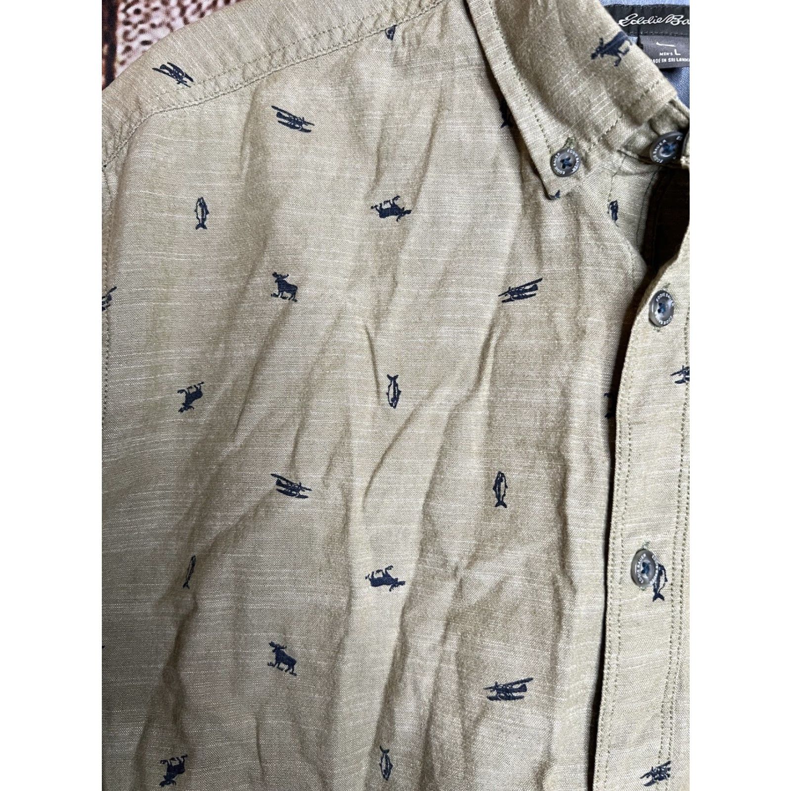 Eddie Bauer VINTAGE Eddie Bauer Button-Front Shirt Men’s Large Beige Cotton Short Sleeve Plaid Ocean Classic 1920s Style Mens Size US L / EU 52-54 / 3 - 3 Thumbnail
