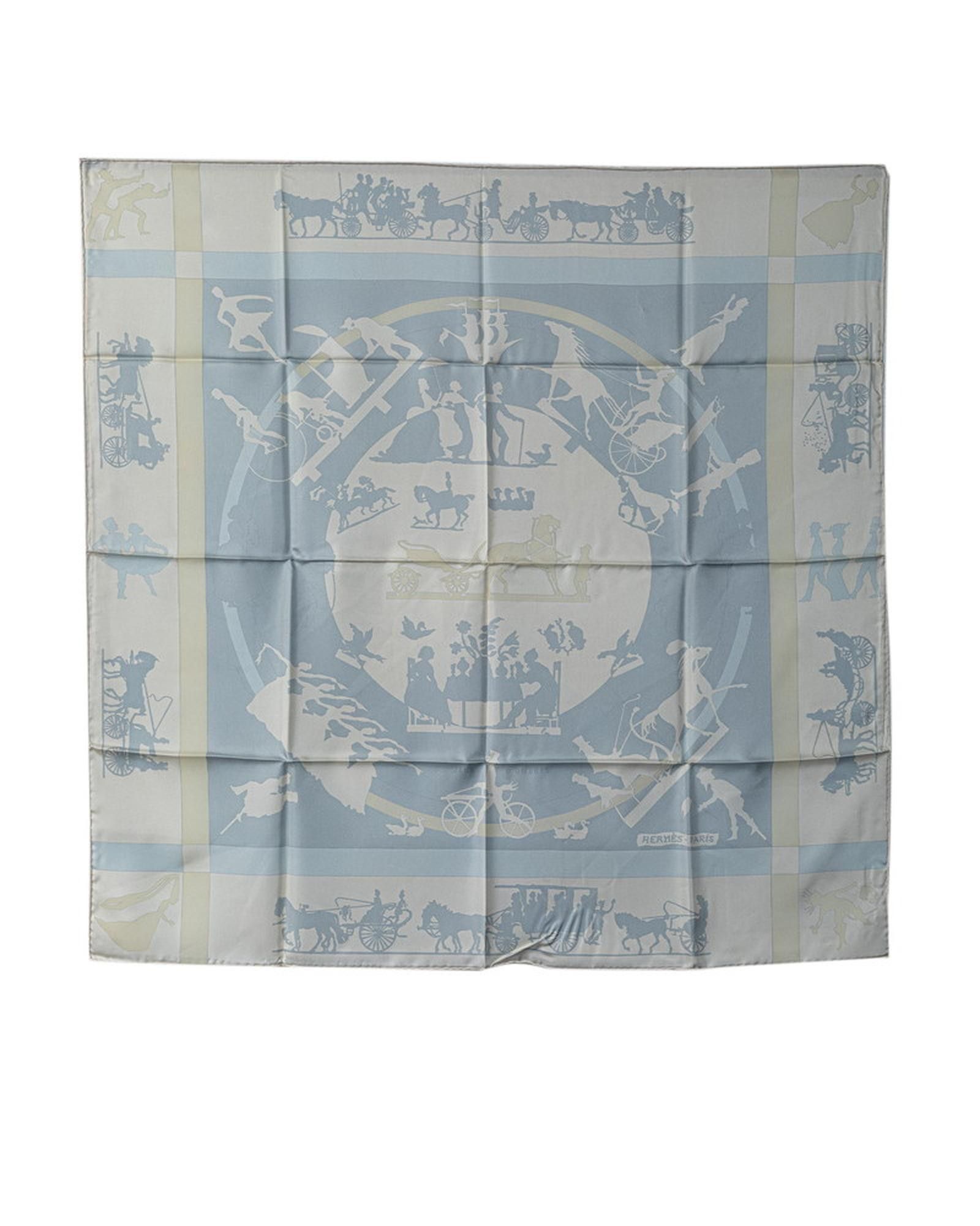 image of Hermes Silk Scarf With Jeux Dombres Design in White, Women's