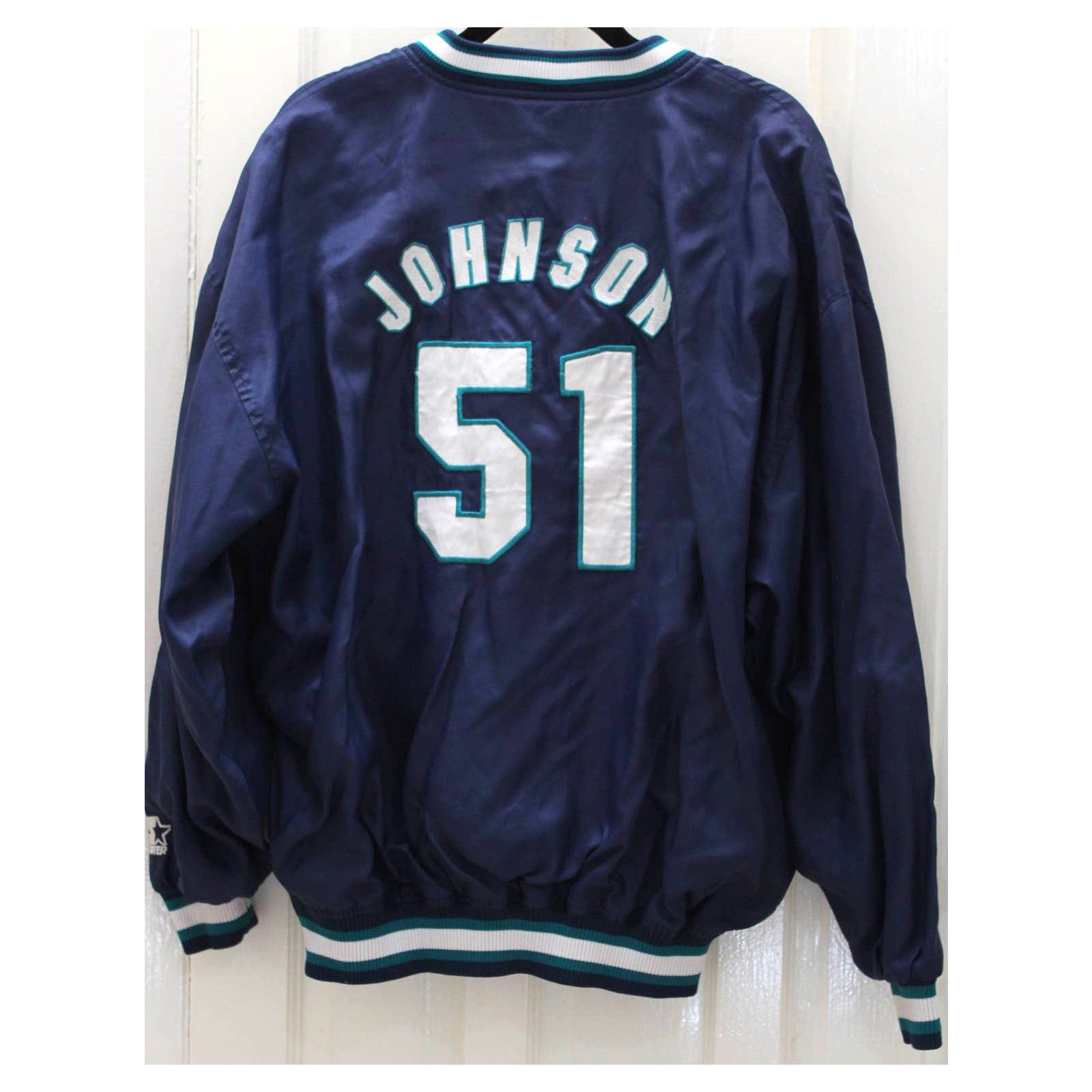 Starter Randy JOHNSON 51 Seattle Mariners 90s STARTER jacket L vtg Size US L / EU 52-54 / 3 - 7 Thumbnail
