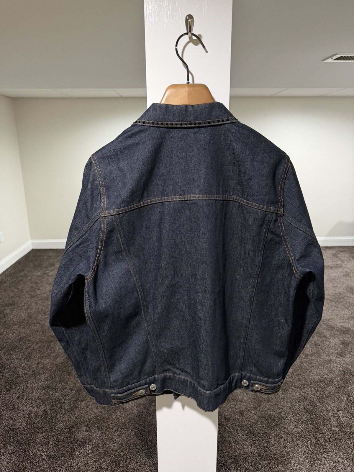 Dries Van Noten Dries Van Noten Rhinestoned Studd Navy Denim Trucker Jacket Size US L / EU 52-54 / 3 - 2 Thumbnail
