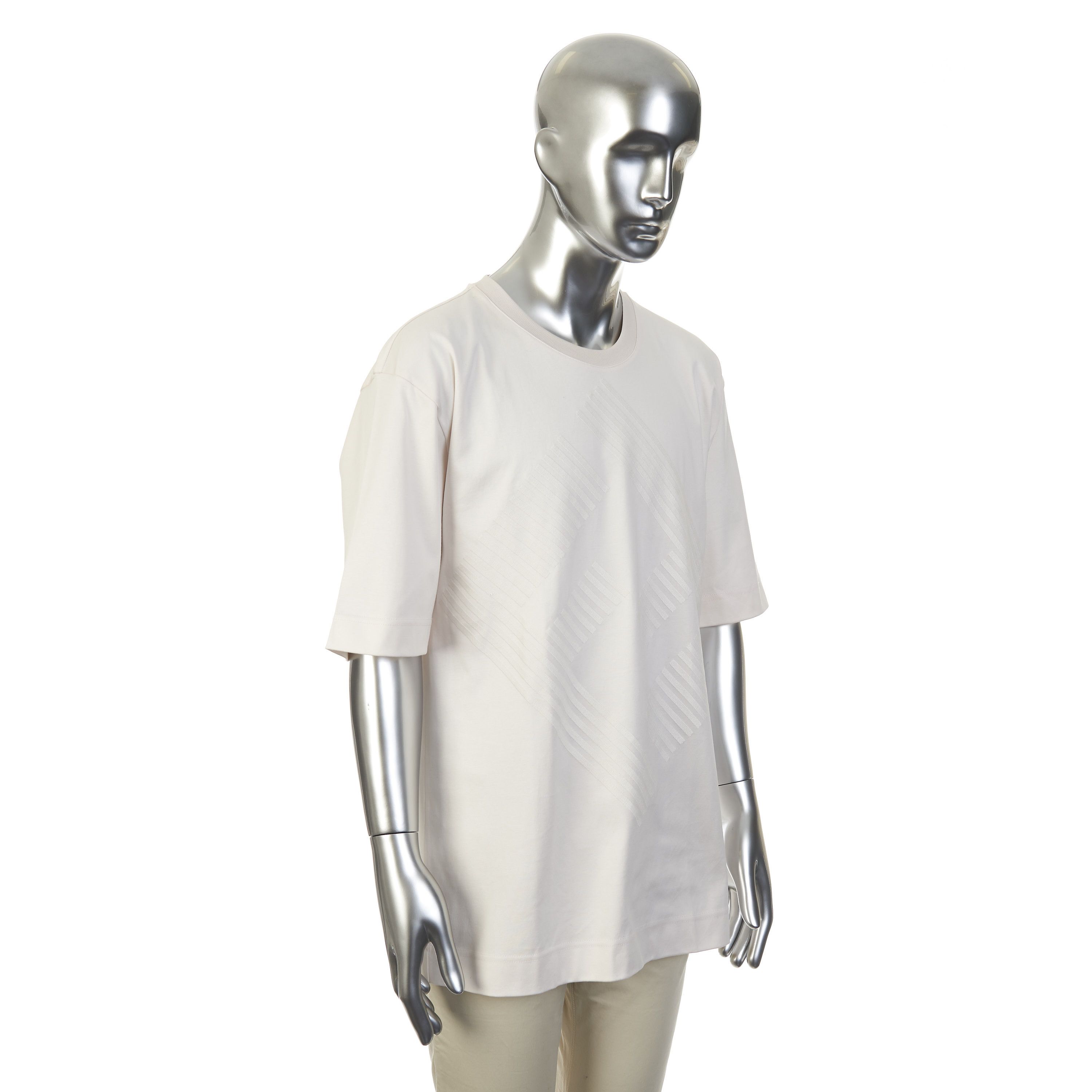 Fendi T-Shirt In Offwhite Cotton With Fendi Motif Embroidery Size US XXL / EU 58 / 5 - 9 Thumbnail