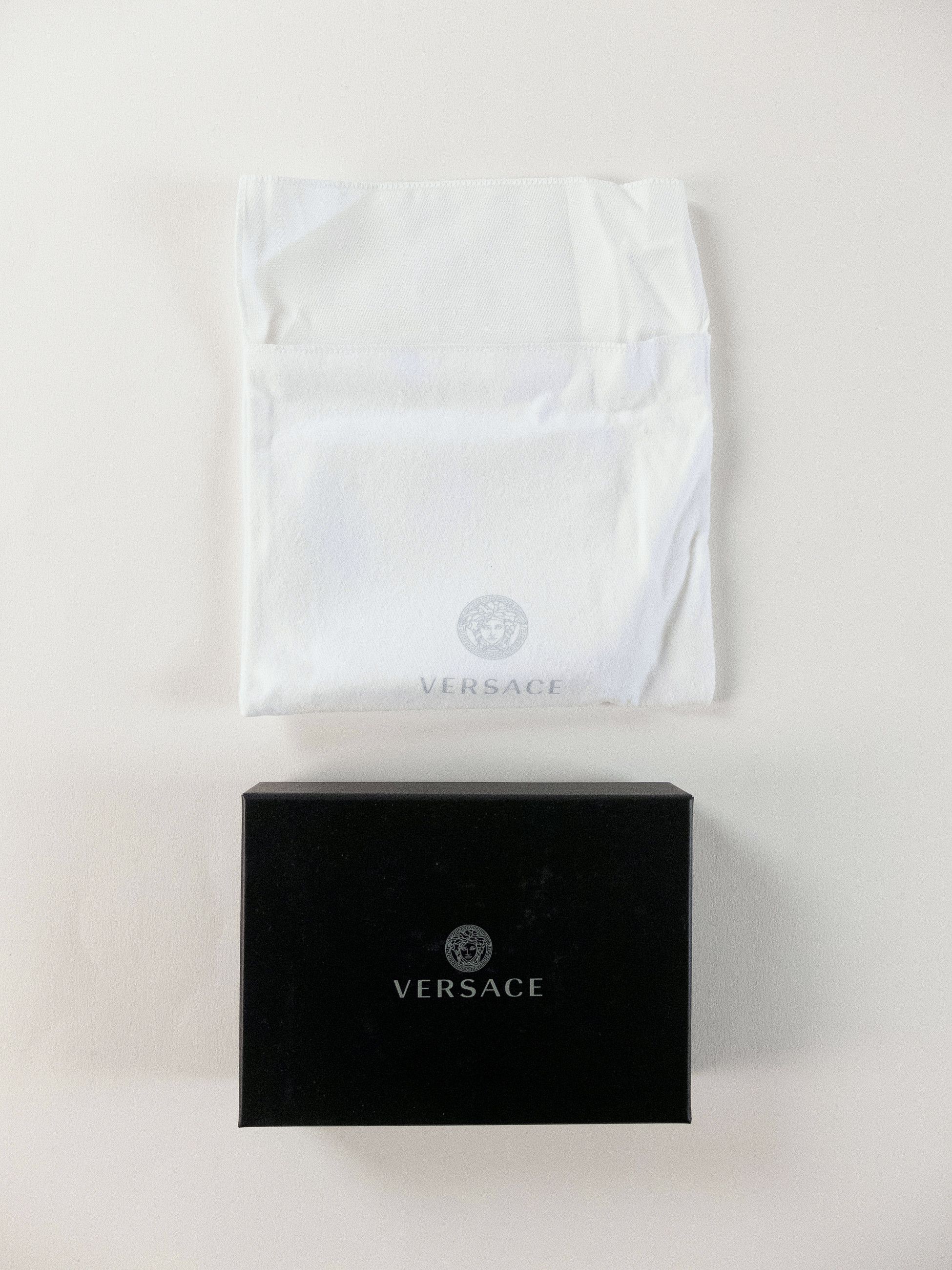 Versace VERSACE La Greca Greek Key black & blue leather card holder Size ONE SIZE - 7 Thumbnail