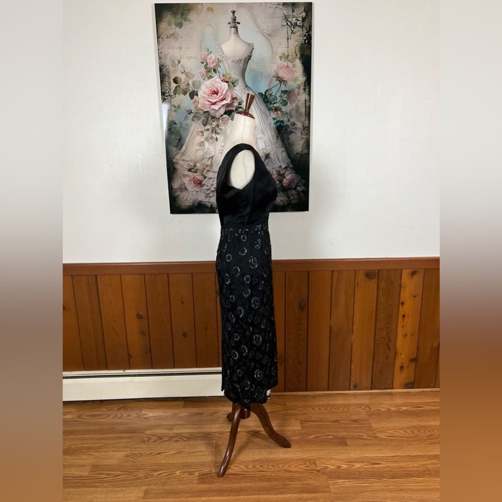 Vintage Vintage 1950s Fazzi Black Rainbow Sequin Cocktail Dress! Size L / US 10 / IT 46 - 4 Thumbnail