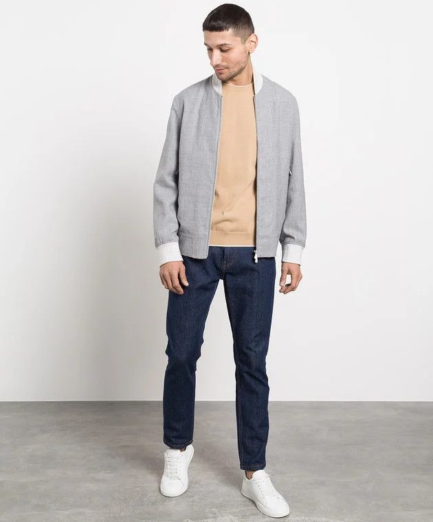 image of Brunello Cucinelli O1W1Db10524 Jacket In Grey, Men's (Size Large)