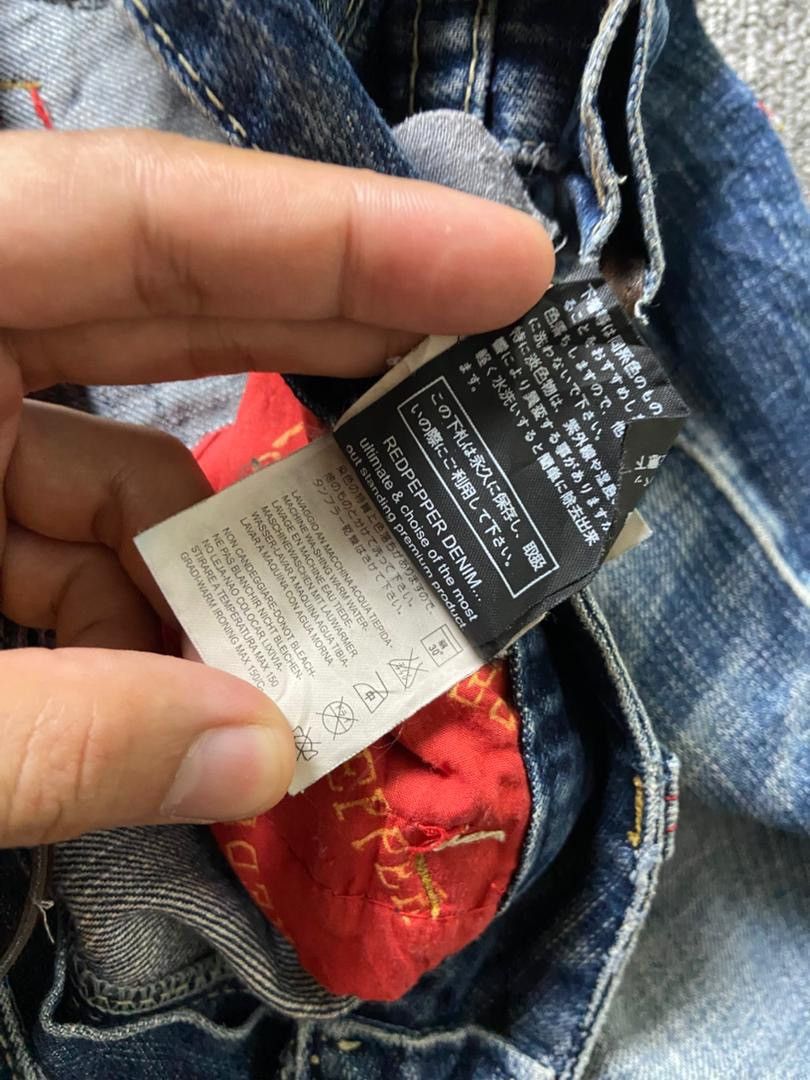 Japanese Brand Vintage Red Pepper Distressed Ripped Jeans Overalls (184) Size US 35 - 5 Thumbnail