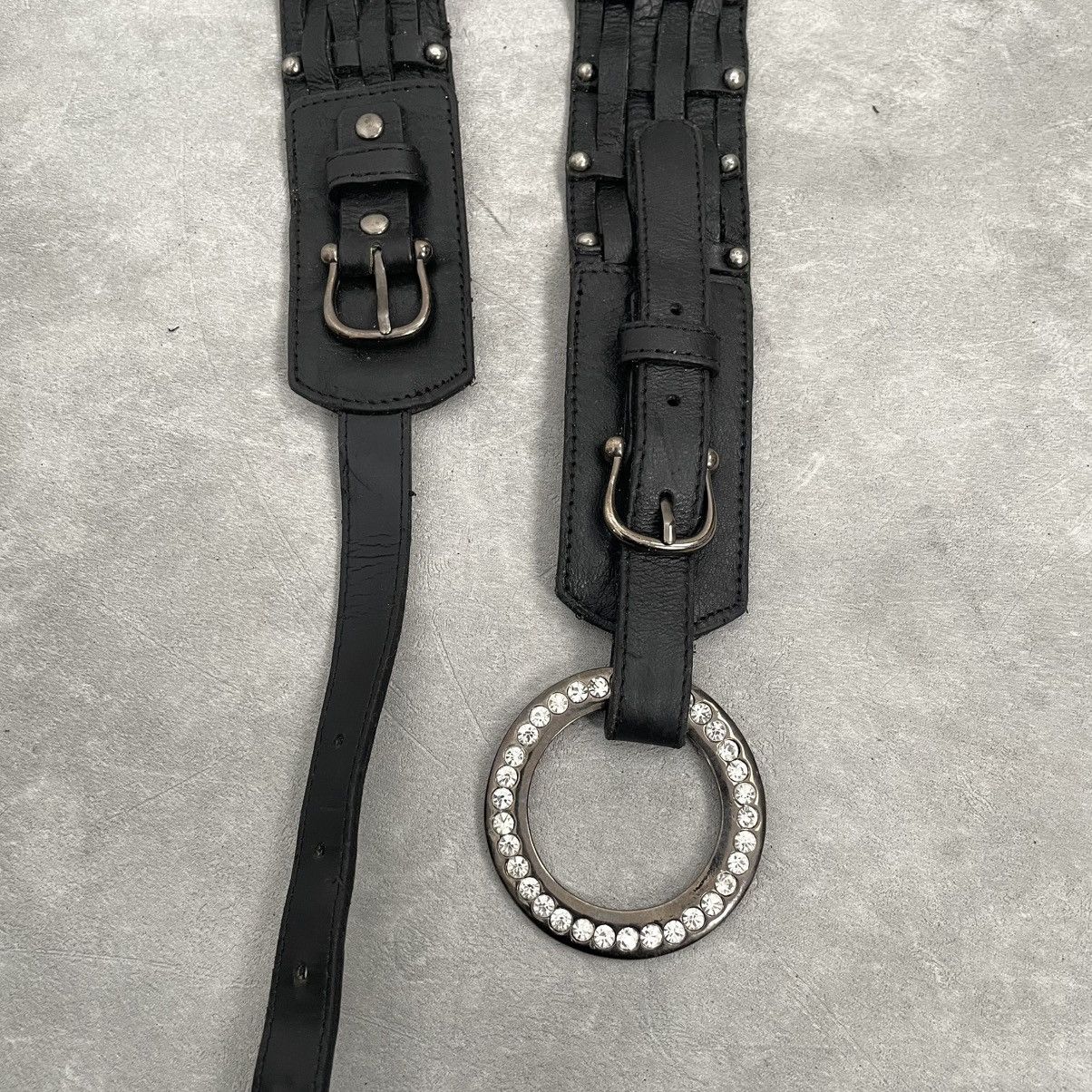 If Six Was Nine × Japanese Brand × Le Grande Bleu (L.G.B.) Black Rope Wide Crystal Belt Size ONE SIZE - 2 Thumbnail