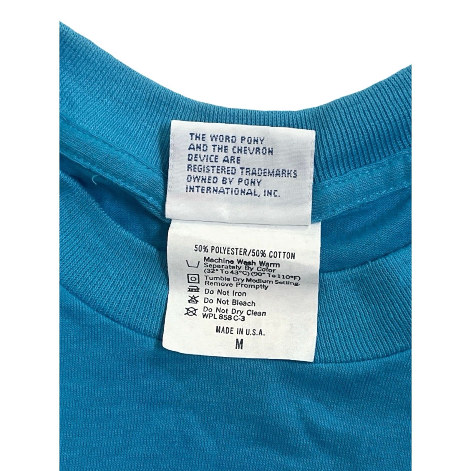 PONY VINTAGE PONY T-Shirt Mens M Blue 90s Deadstock NWT Cotton Blend Crew Neck 28" Long 17.5" Across 7" Sleeves Made in USA Size US M / EU 48-50 / 2 - 6 Thumbnail