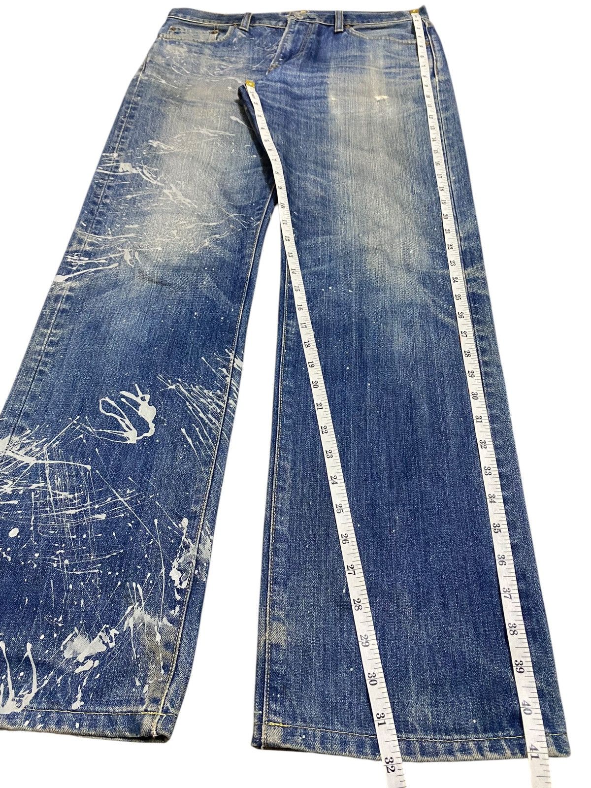 Jun Takahashi Vintage JapaneseBrands Blue Wash Custom Splatter Loose Jeans Size US 33 - 15 Thumbnail