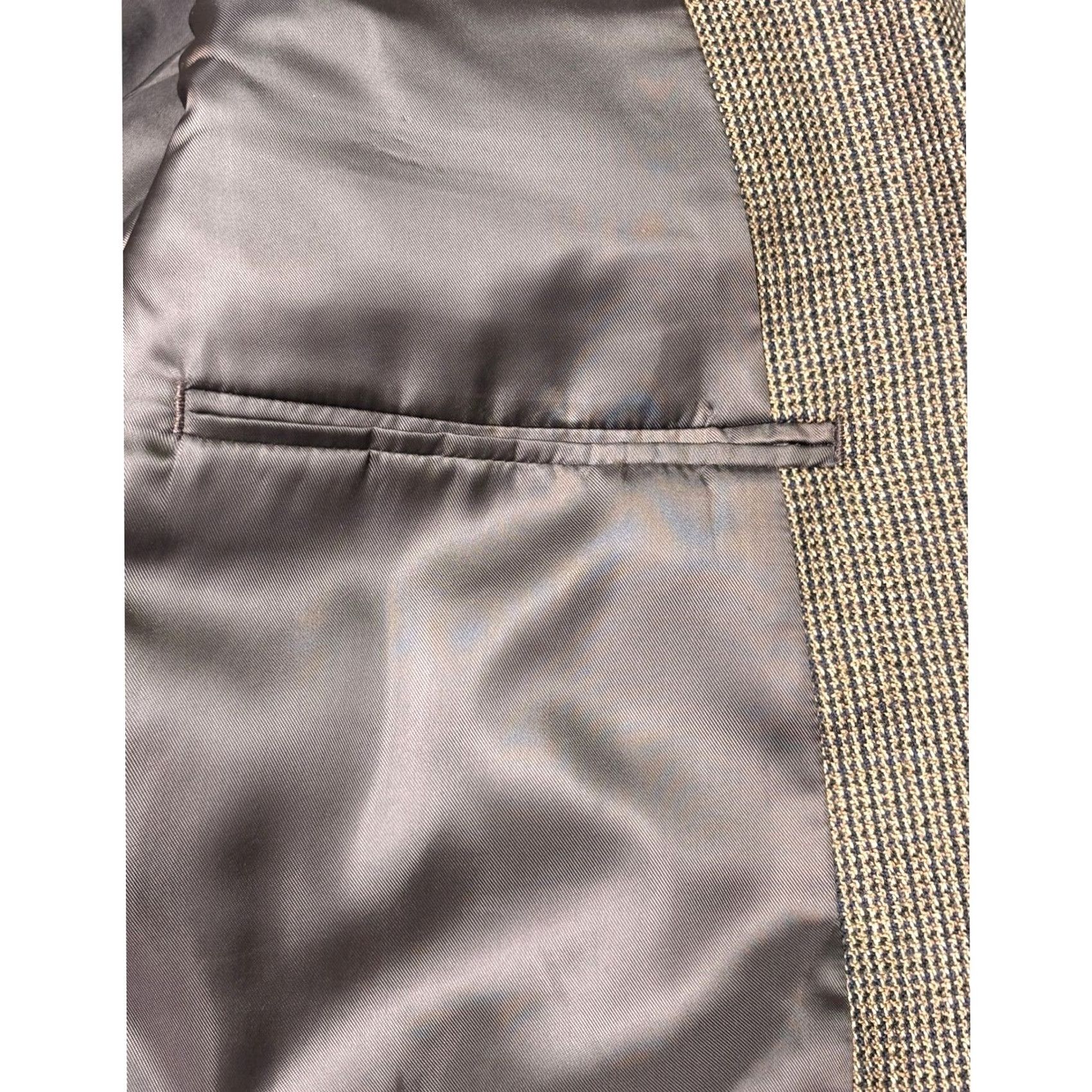 Stafford Stafford Essentials Wool Blend Blazer Brown Herringbone Three-Button Notch Lapel Long Single-Vented Men 44 Big & Tall Wool, Polyester Xl? Size 44R - 7 Thumbnail