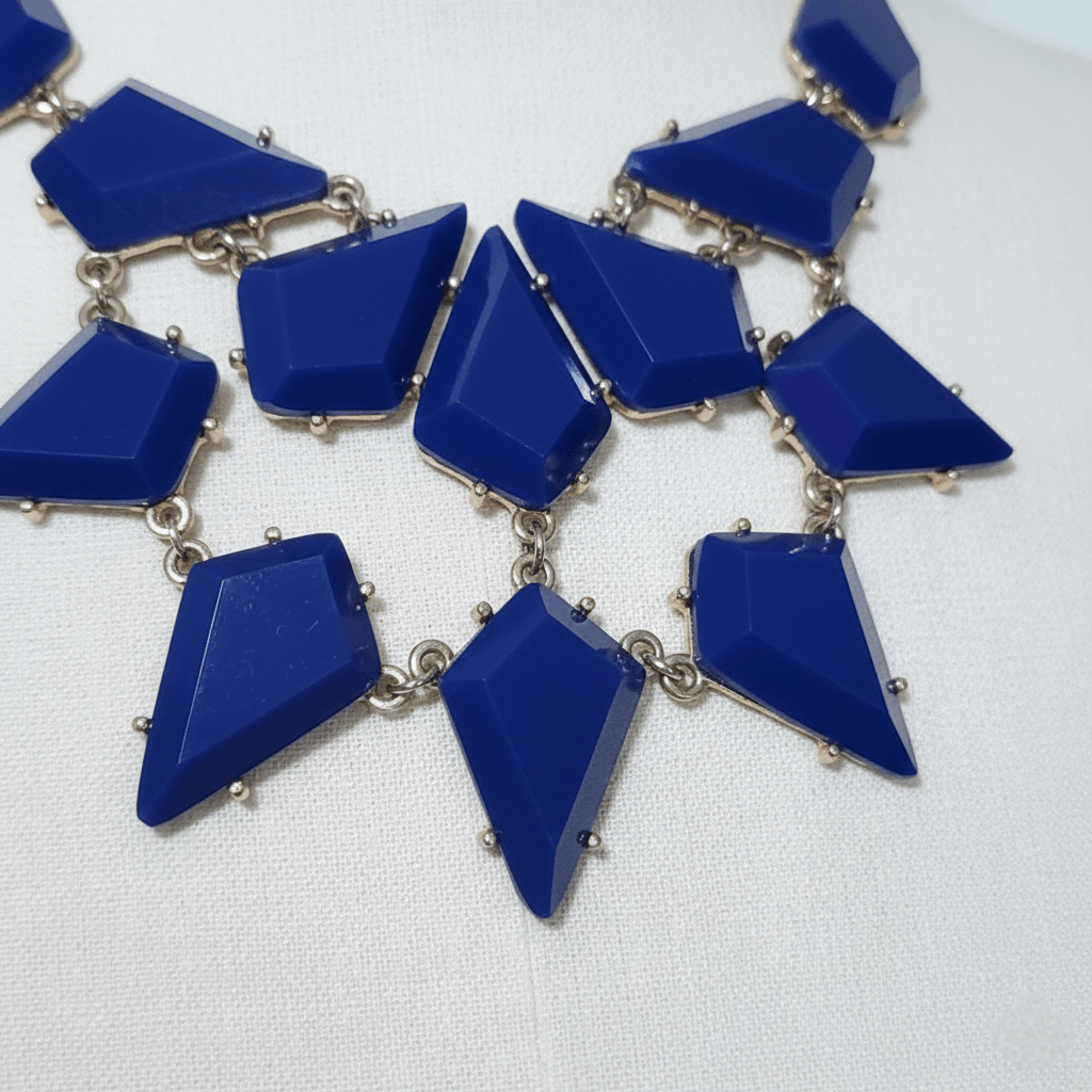 Forever 21 Forever21 17-19" Statement Necklace Blue Plastic Gems Gold Size ONE SIZE - 7 Thumbnail