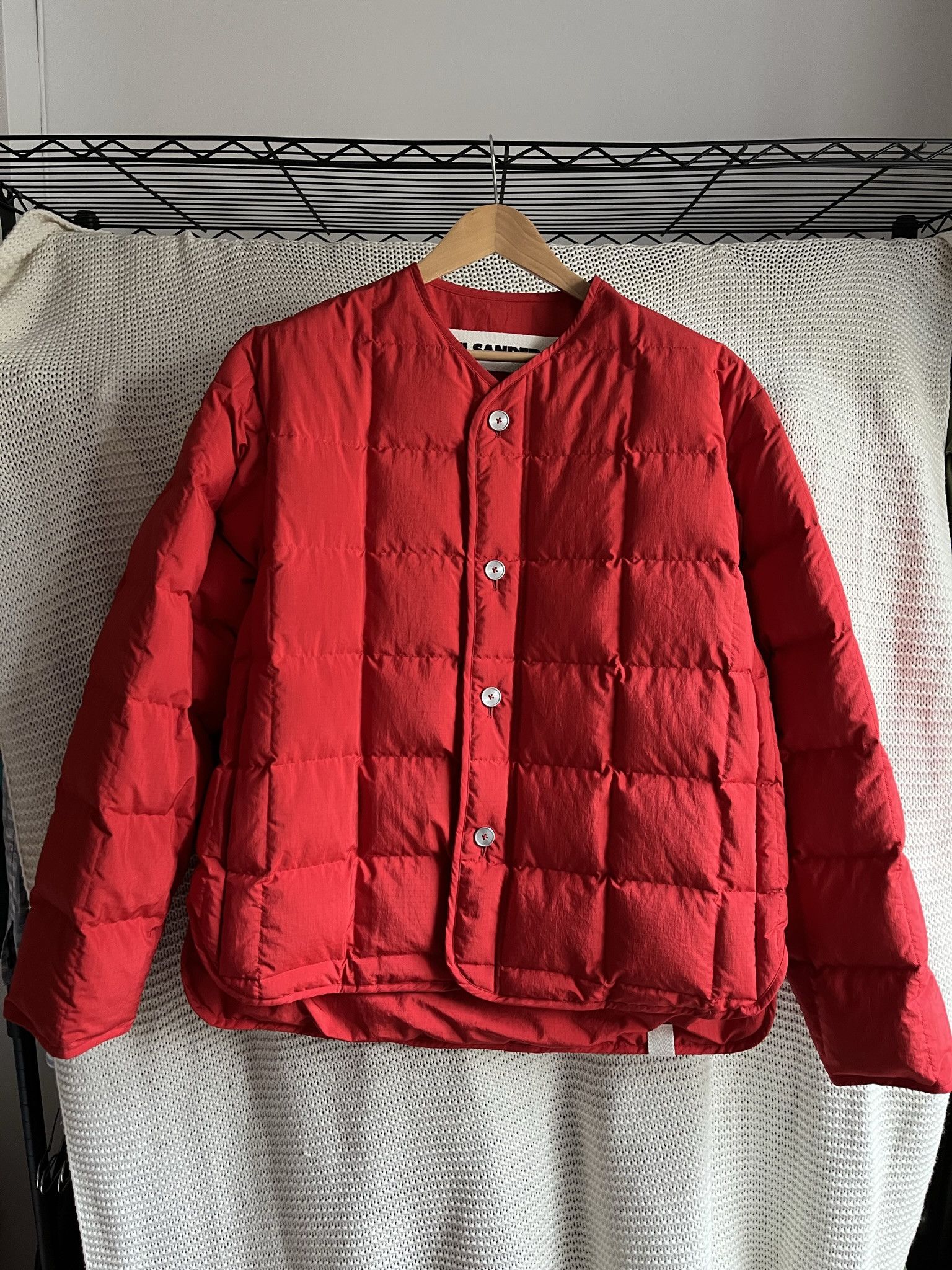 image of Jil Sander Worn Once $1650 Insulator Down Jacket Liner Quilted Red, Men's (Size Large)