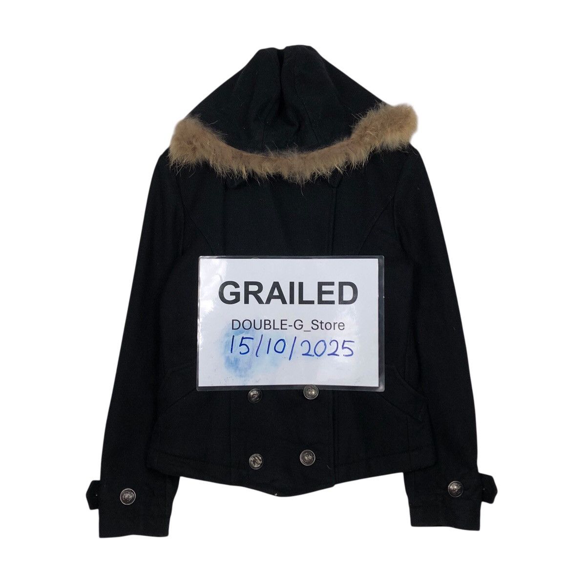 PPFM 📌Rich Black Wool Biker Jacket PPFM Mink Fur Hoodie Size US M / EU 48-50 / 2 - 1 Thumbnail