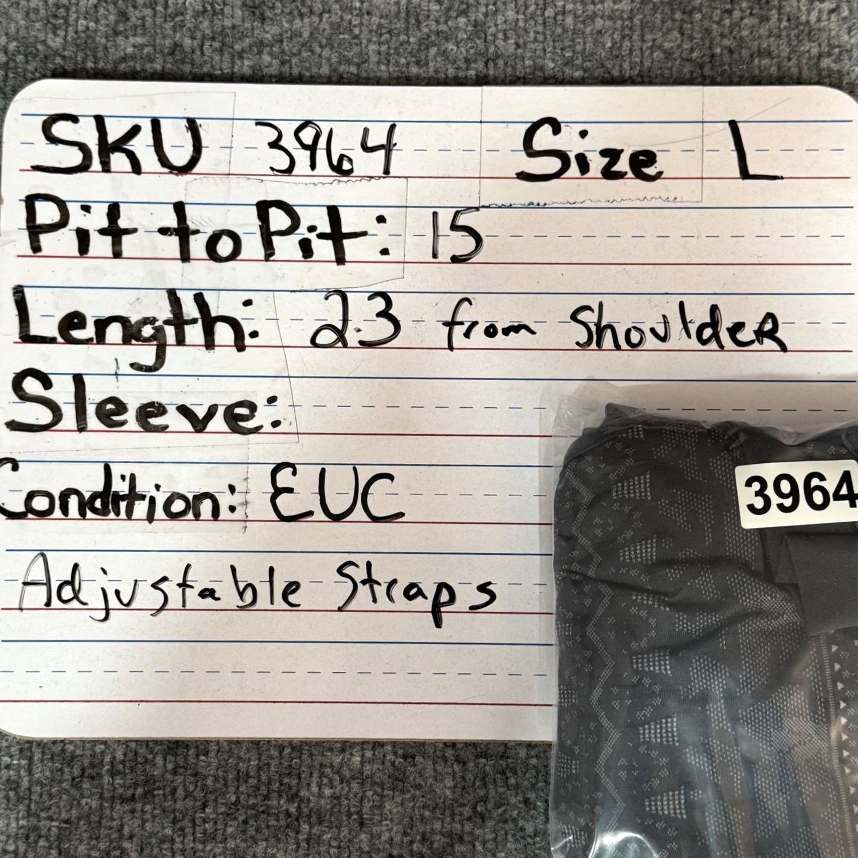 Athleta Athleta Camisole Tank Geometric Charcoal Gray L Sleeveless Adjustable Straps Built-in Shelf Bra Athletic Activewear Womens Size ONE SIZE - 6 Thumbnail