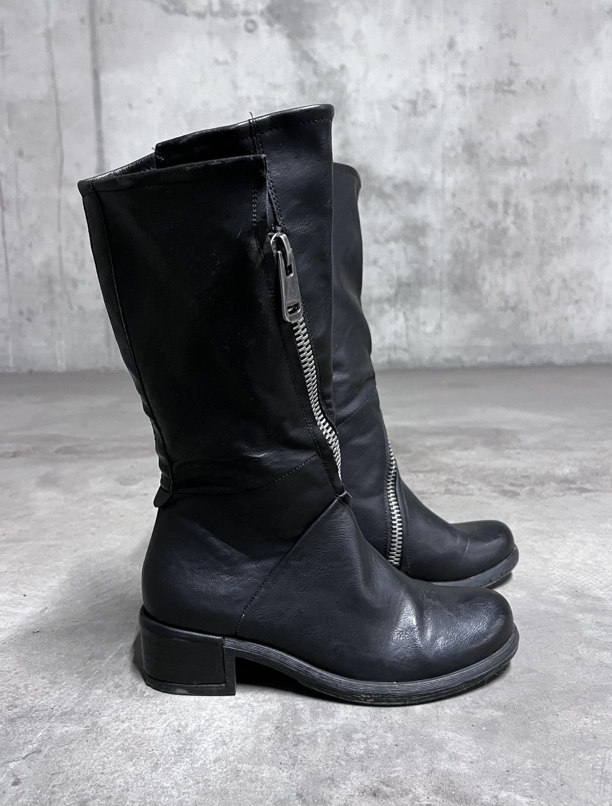 Vintage Avant Garde Asymmetrical Zip Leather A.S.98 Style Boots Size US 8 / IT 38 - 3 Thumbnail