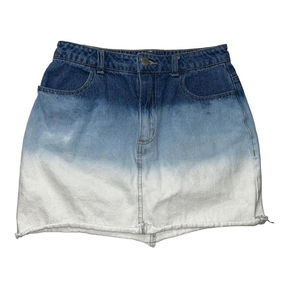 Forever 21 Ombré Denim Raw Hem Mini Skirt Size 4 Size 28" / US 6 / IT 42 - 1 Thumbnail