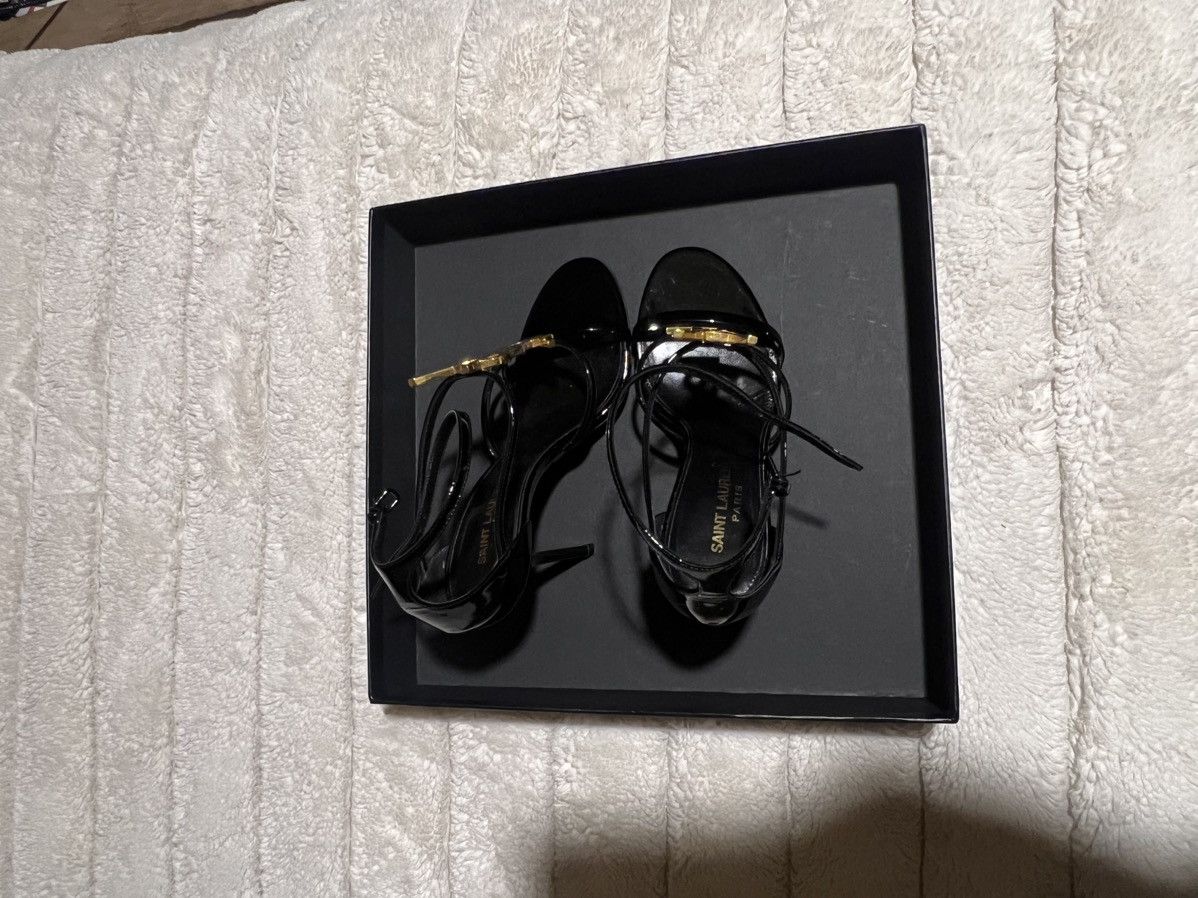 Saint Laurent Paris Cassandra YSL Medallion Stiletto Sandals Size US 7.5 / IT 37.5 - 5 Thumbnail