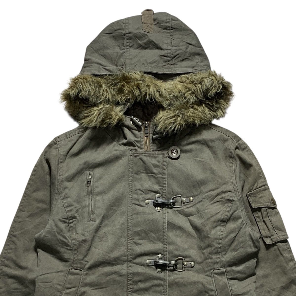 Japanese Brand 2000s Colza Military Bondage Vkei GOA Style Fur Jacket Size US S / EU 44-46 / 1 - 2 Thumbnail