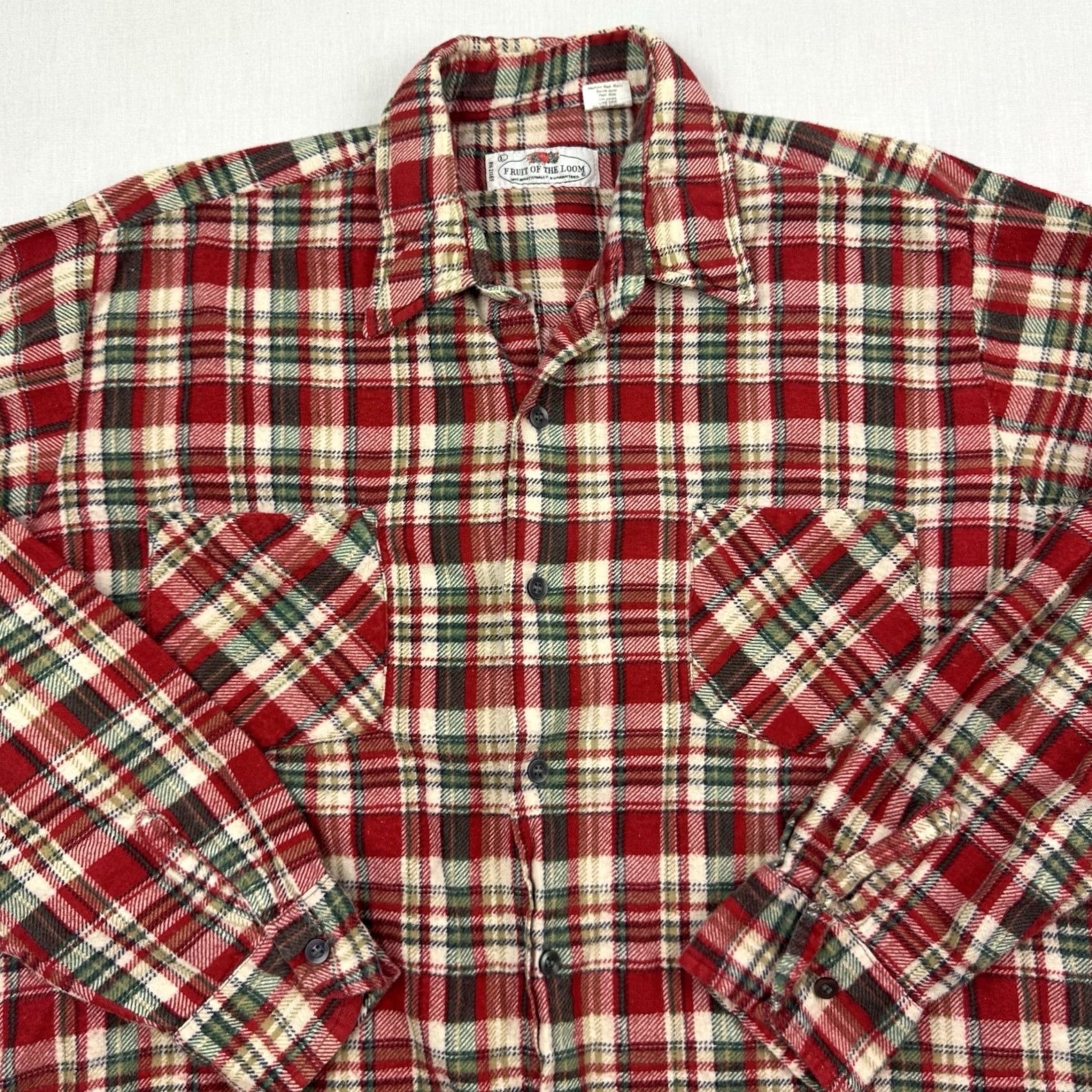 Fruit Of The Loom VINTAGE Fruit Of The Loom Shirt Button-Up Plaid Flannel Adult Large Red Cotton Casual Mens Outdoor 80s 90s Size US L / EU 52-54 / 3 - 2 Thumbnail