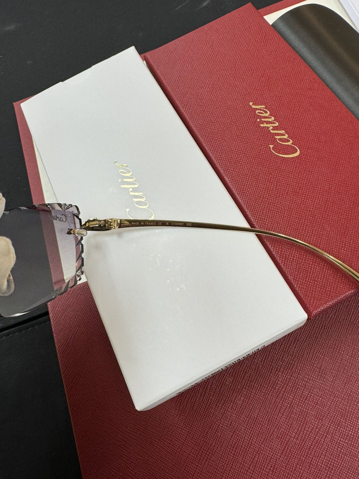 Cartier Cartier Panther Pantherè Gold Diamond Cut Sunglasses Size ONE SIZE - 4 Thumbnail