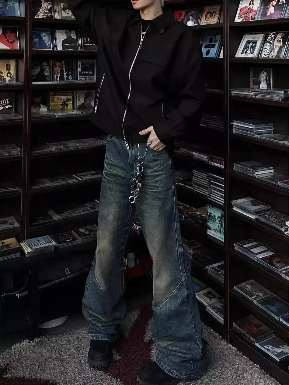 Japanese Brand Retro loose straight leg washed wide leg jeans Size US 32 / EU 48 - 3 Thumbnail