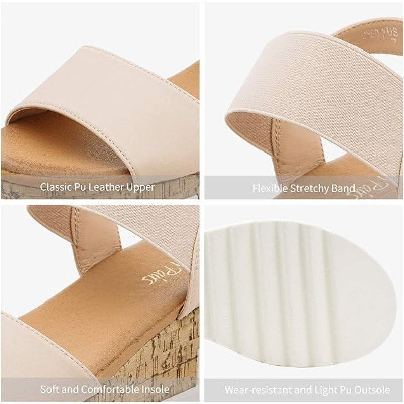Other Dream Pairs Women's Tan Elastic Ankle Strap Platform Sandals Size US 8.5 / IT 38.5 - 2 Thumbnail