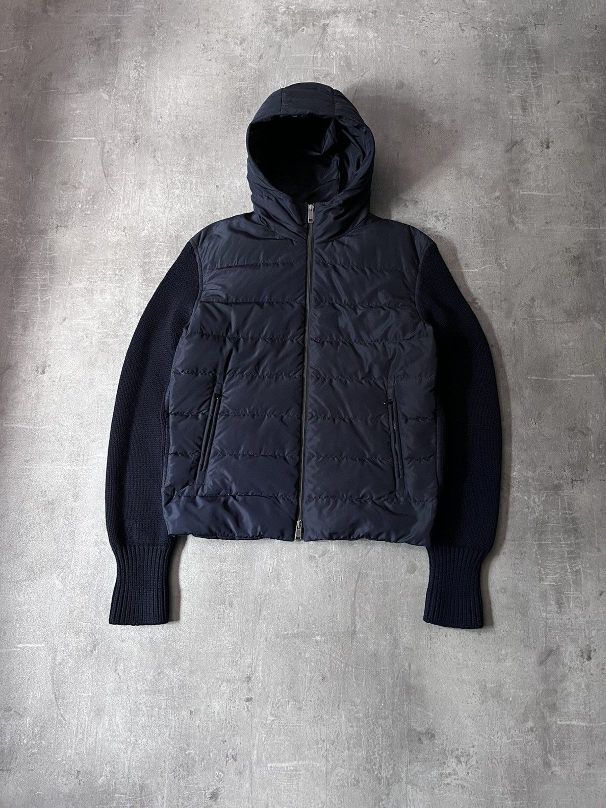 Jil Sander Jil Sander by Raf Simon wool nylon puffer jacket navy Size US L / EU 52-54 / 3 - 1 Thumbnail