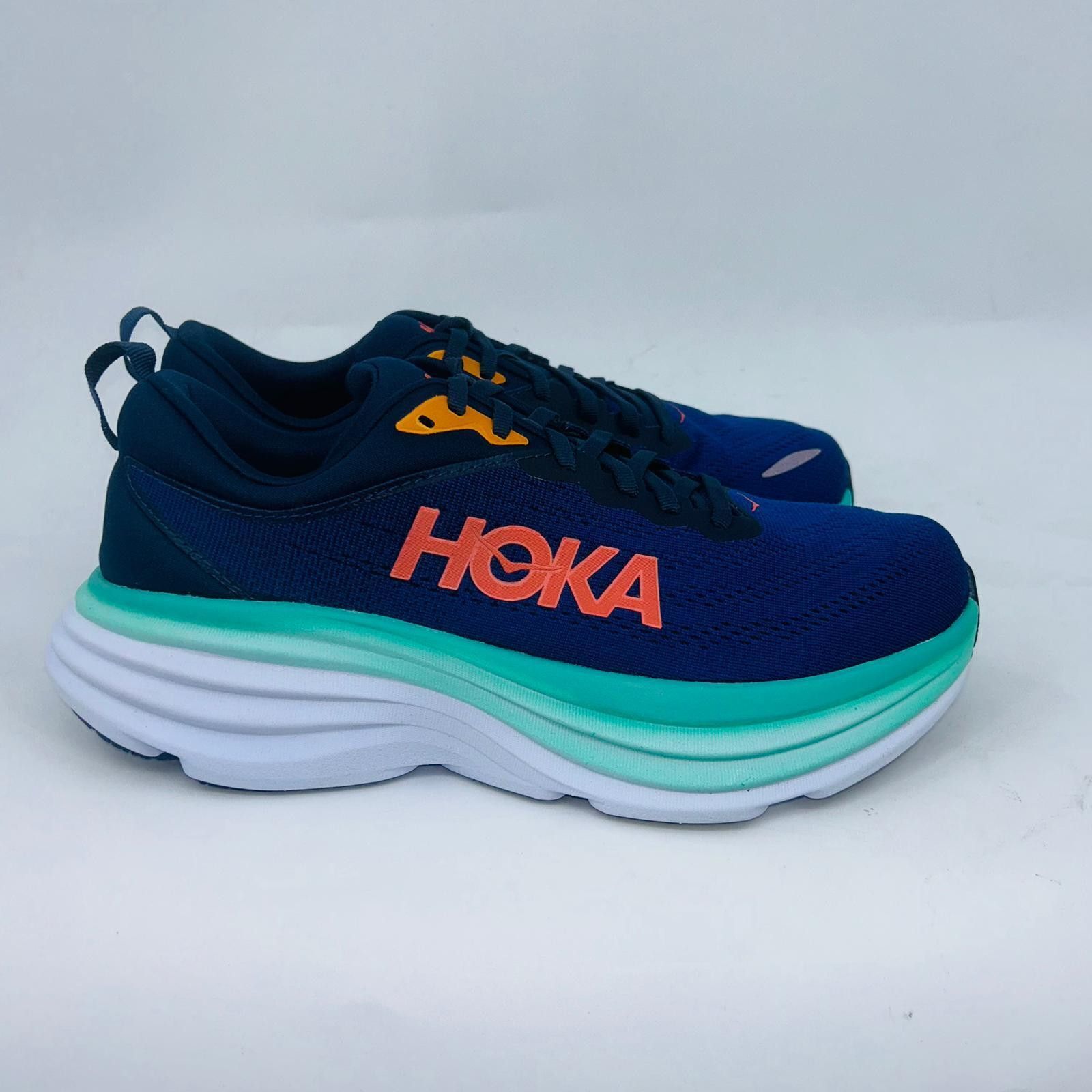 Hoka HOKA WOMENS BONDI8 NAVY/TURQUOISE BLUE RUNNING SHOES SIZE 9W Size US 9 / IT 39 - 1 Thumbnail