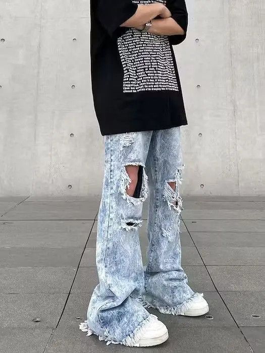 Japanese Brand × Jean Opium Blue Distressed Jeans, Utility Jeans, Flared Jeans Size US 30 / EU 46 - 2 Thumbnail