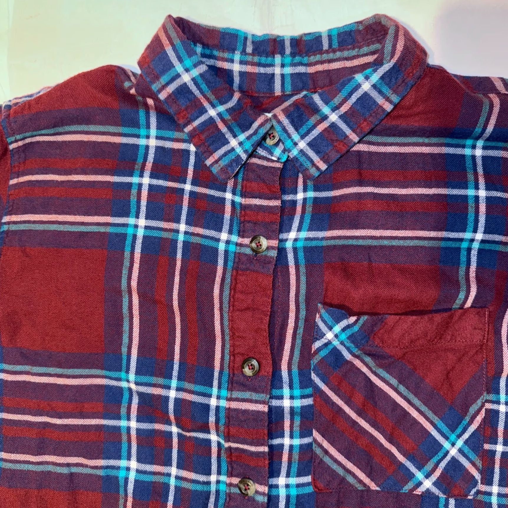 Vintage Magellan Shirt Plaid Button-Up Long Sleeve Classic Fit M Women Red Blue Maroon & Blue Plaid Shirt Size M / US 6-8 / IT 42-44 - 3 Thumbnail
