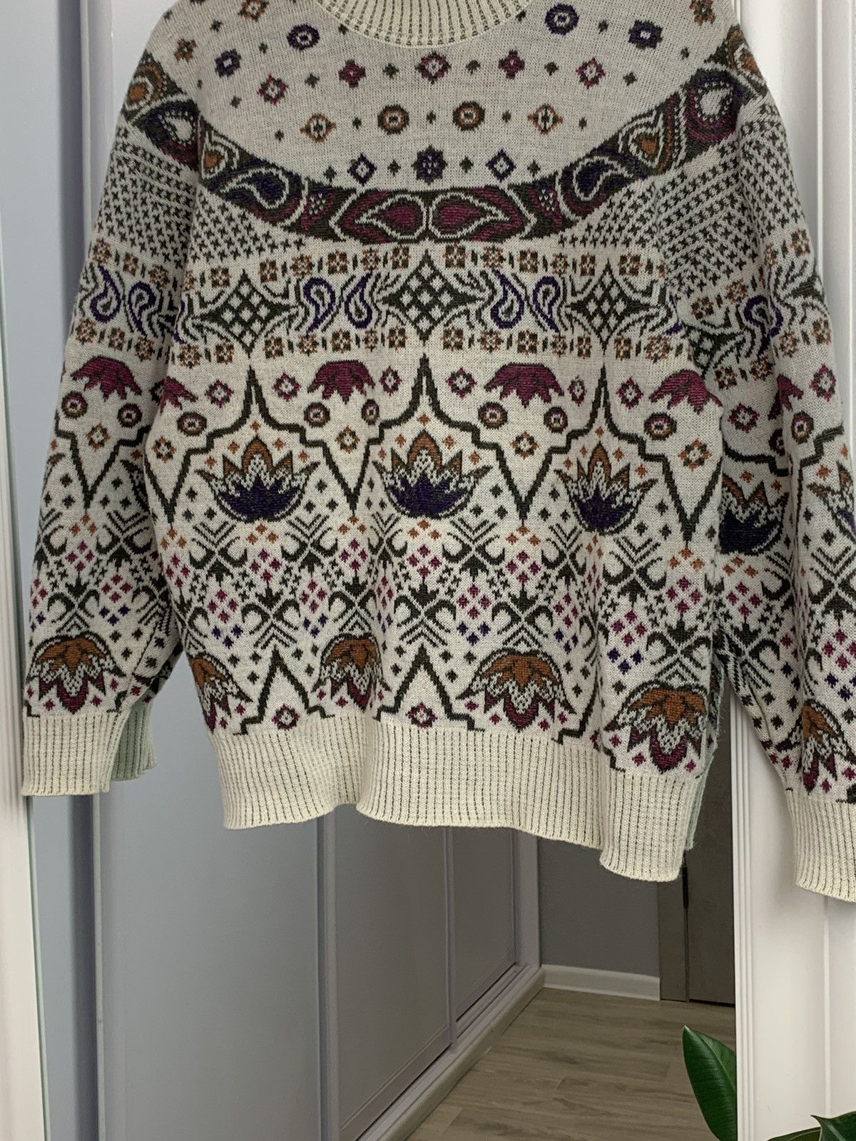 Bogner Bogner Native Pattern Turtleneck Mohair Wool Art Sweater Size XXL / US 16-18 / IT 52-54 - 5 Thumbnail