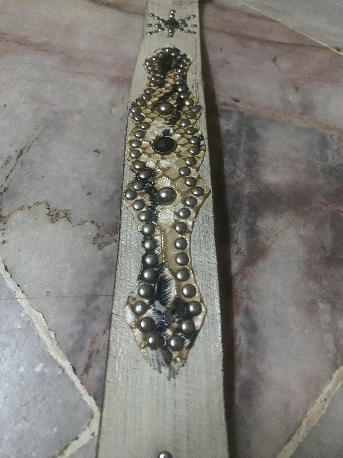 Genuine Leather Fabric Connection Western Style With Snakeskin Studded Belt Size ONE SIZE - 4 Thumbnail