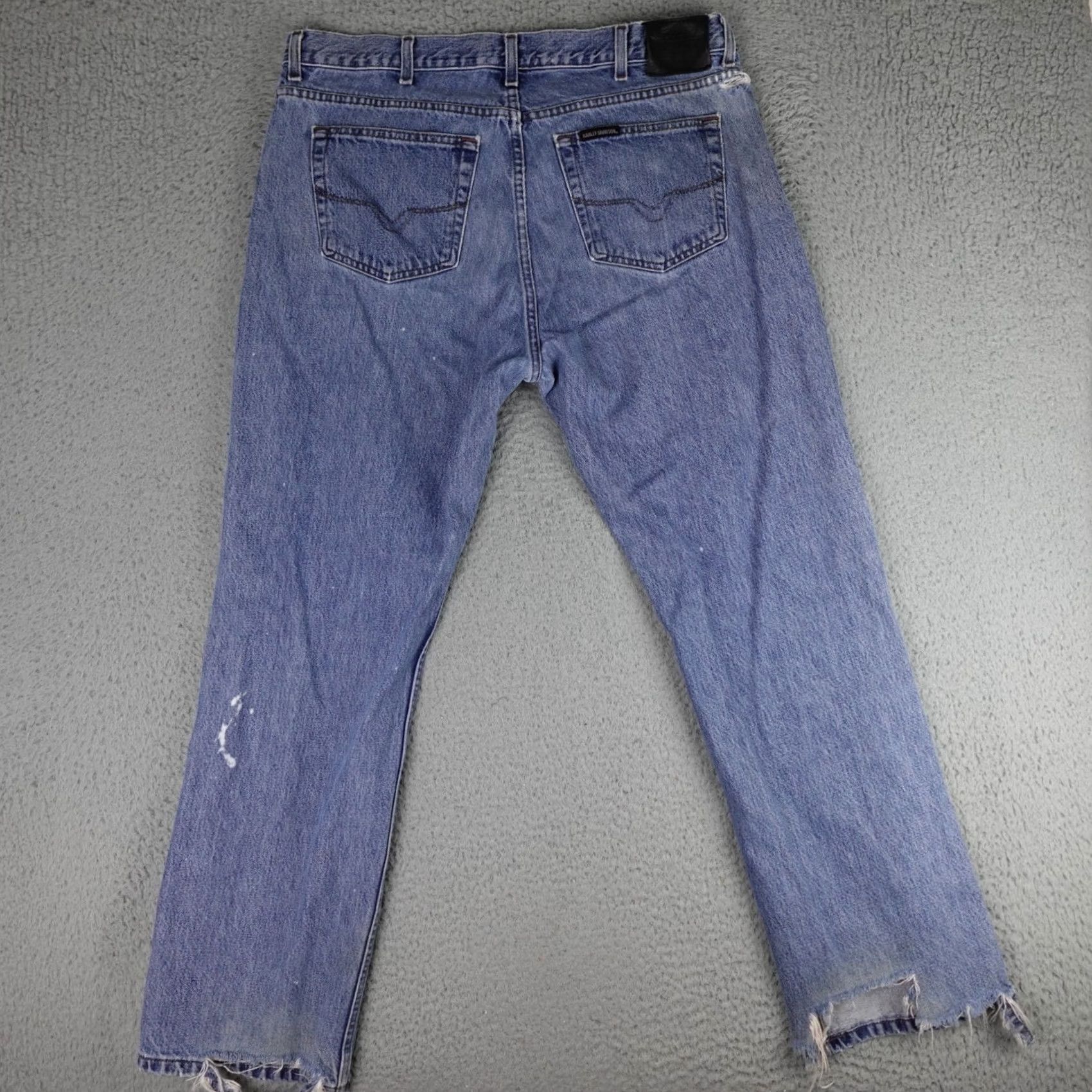 Harley Davidson Harley-Davidson Jeans Mens 38x32 Blue Denim Biker Light Wash Faded Distressed - 90s, Grunge, Retro, Rock - Pre-Owned Size US 38 / EU 54 - 2 Thumbnail