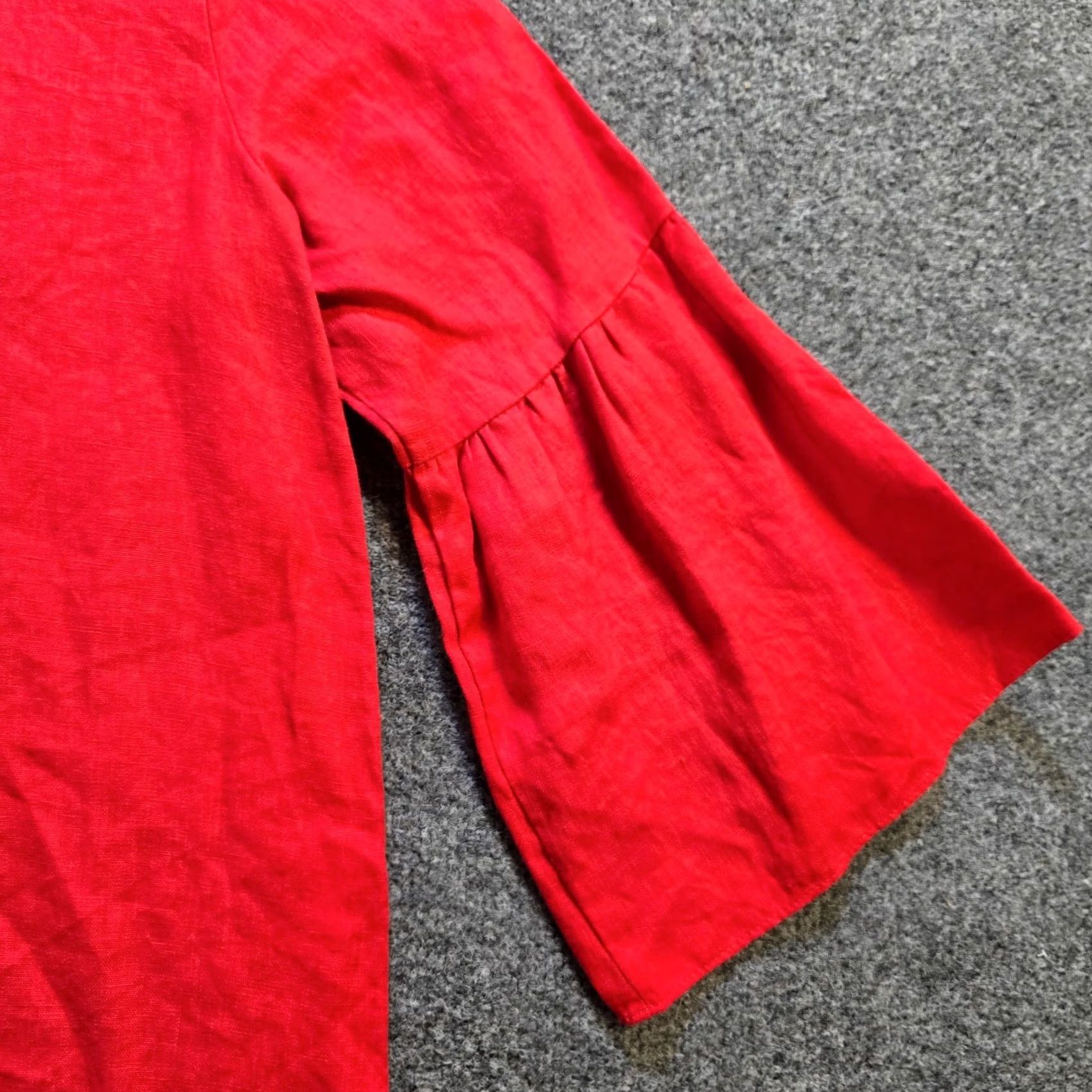 Vintage Chalet Et Ceci Red Linen Flare Sleeve XS Women Casual Capsule Top Size XS / US 0-2 / IT 36-38 - 4 Thumbnail
