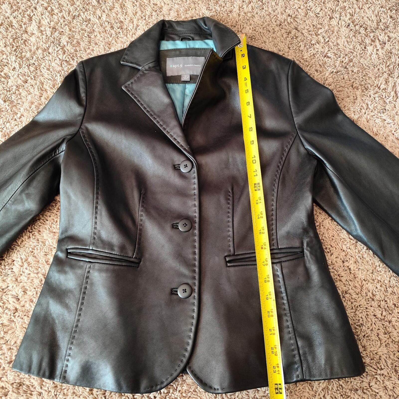 Apt. 9 apt .9 Women's Blazer Black Lambskin Leather Size M Size M / US 6-8 / IT 42-44 - 10 Thumbnail