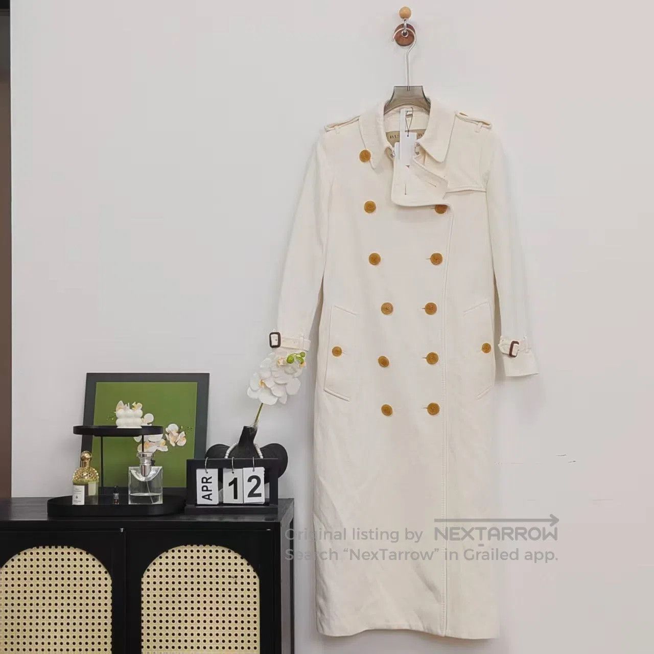 Burberry Burberry White Double Breasted Long Trench Coat| Size XXL / US 16-18 / IT 52-54 - 1 Thumbnail