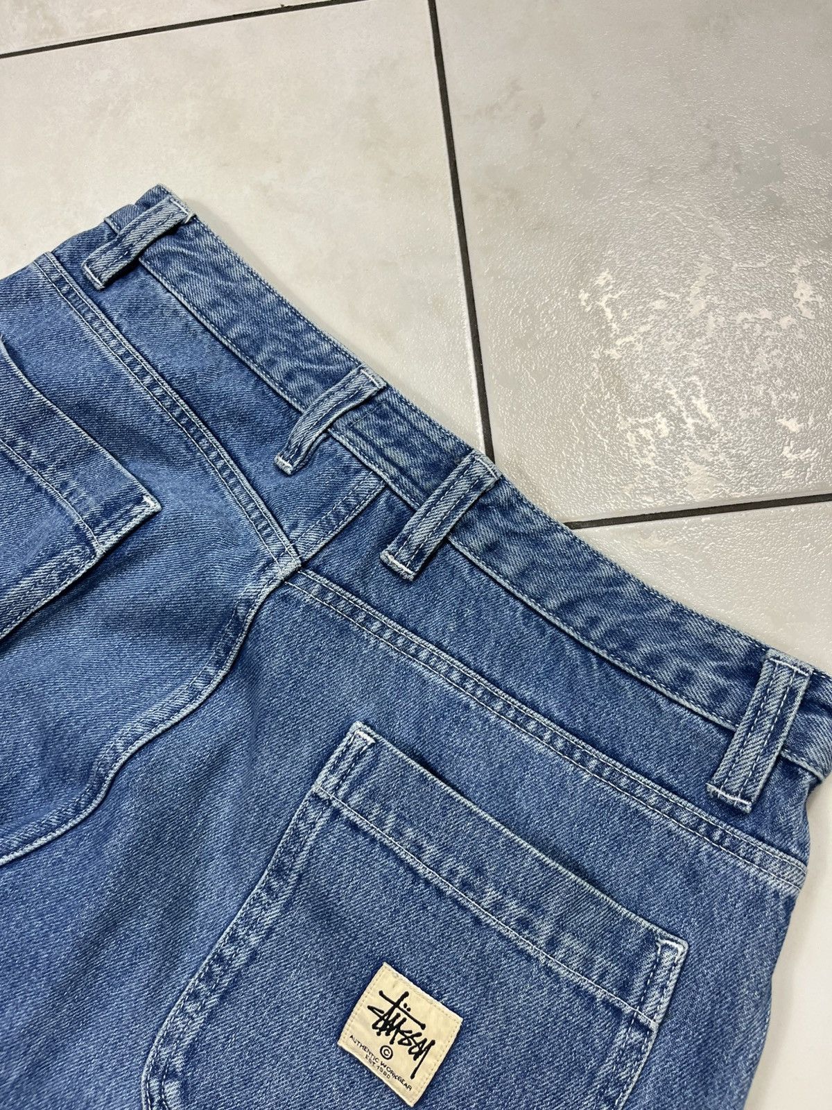 Stussy × Vintage Stussy workgear navy denim double knee baggy jeans pants 34 Size US 34 / EU 50 - 21 Thumbnail