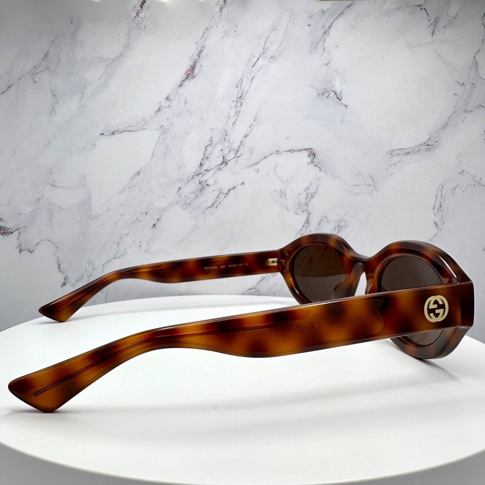 Gucci New GUCCI Sunglasses Brown Tortoise Oval Gold GG Logo Size ONE SIZE - 6 Thumbnail