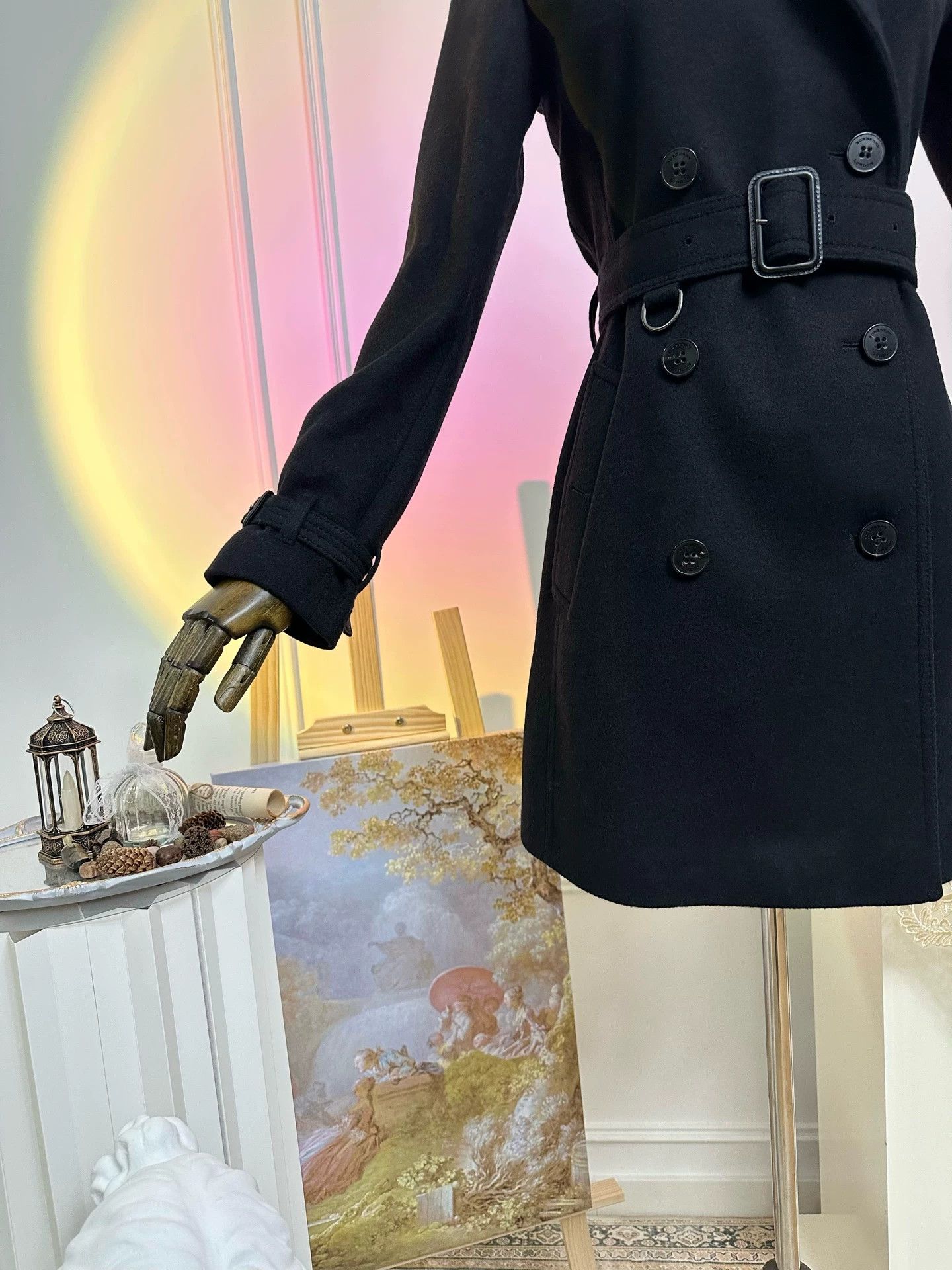 Burberry Burberry DB Cashmere Wool Blend Women's Black Coat Size XS / US 0-2 / IT 36-38 - 4 Thumbnail