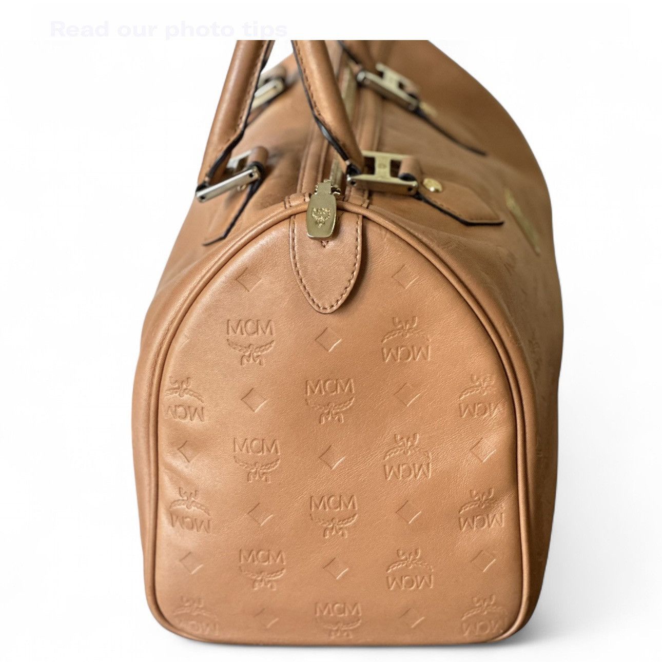 MCM MCM Rare Embossed Leather Boston Bag-Cognac (Mint, COA) Size ONE SIZE - 5 Thumbnail