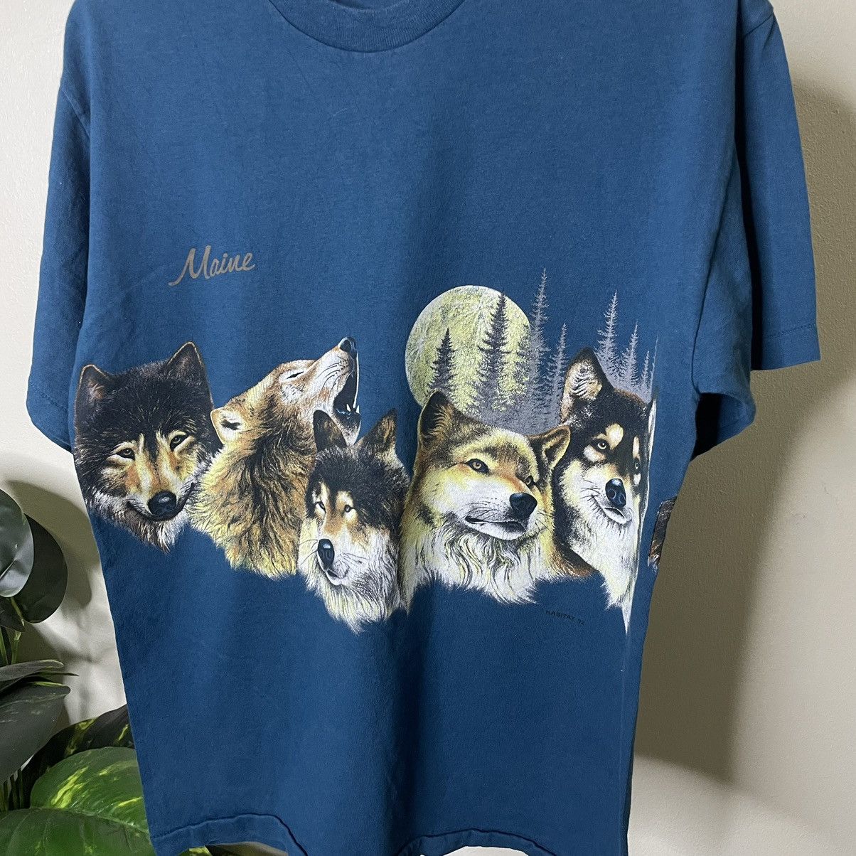 Habitat × Vintage Vintage 1992 Habitat Wolf Double Sided Graphic T Shirt Size US M / EU 48-50 / 2 - 2 Thumbnail