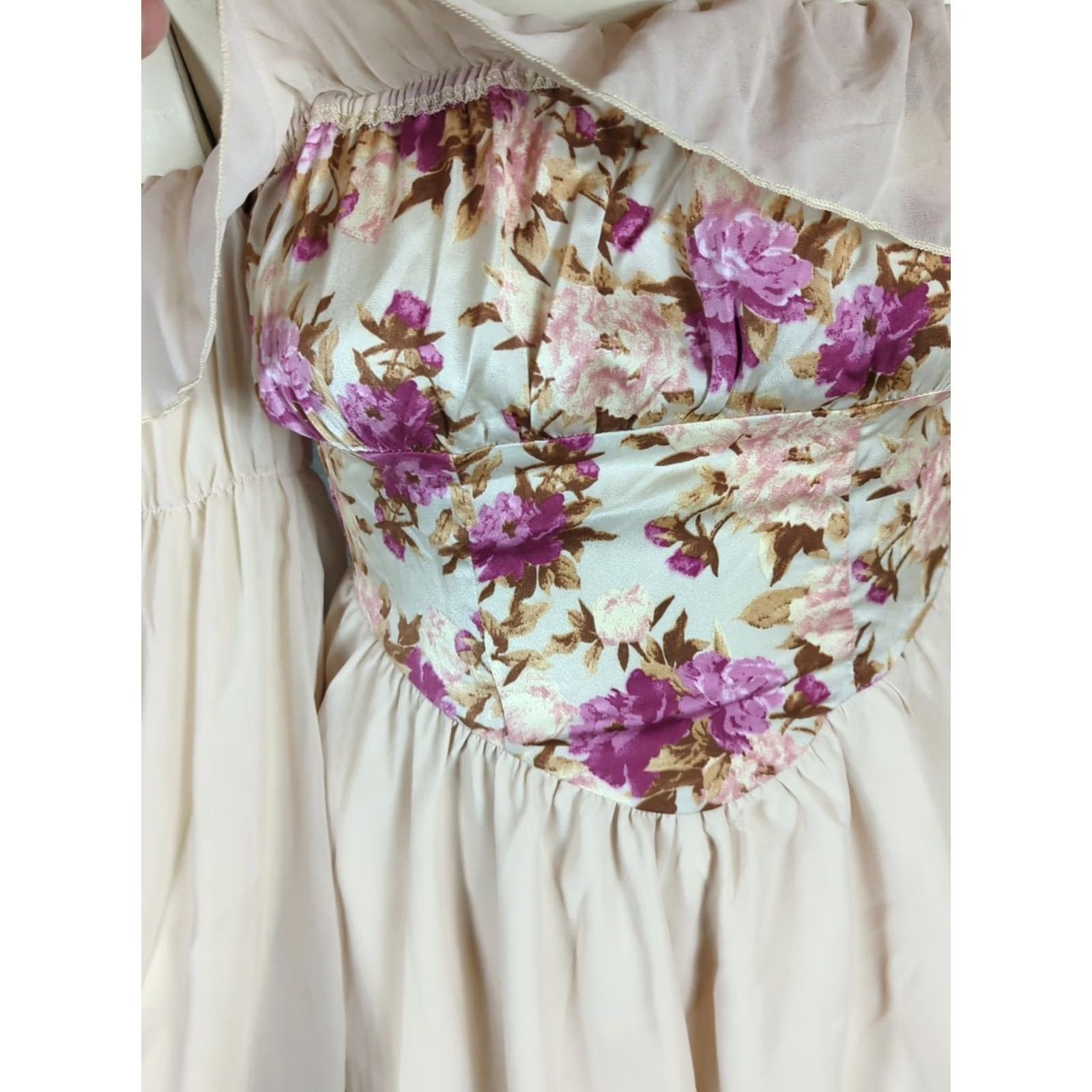 Cider Womens XS Mini Dress Off-Shoulder Corset Floral Medieval Renaissance Cottage Size XS / US 0-2 / IT 36-38 - 3 Thumbnail