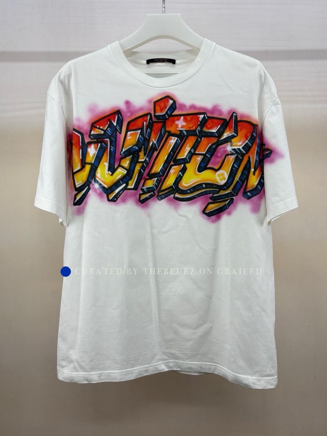 Louis Vuitton White Graffiti Print Short Sleeve T-Shirt Size US XL / EU 56 / 4 - 1 Thumbnail