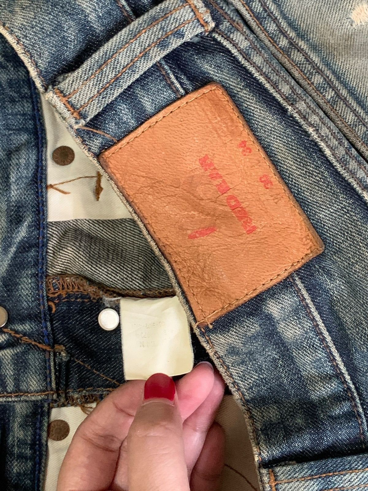 Hypebeast Vintage Paul Smith Red Ear Selvedge Mud Wash Rip Baggy Jeans Size US 31 - 13 Thumbnail