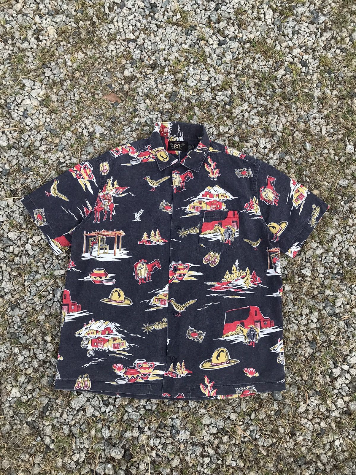 RRL Ralph Lauren Vintage RRL Ralph Lauren Camp Short Sleeve Button Shirt Size US XL / EU 56 / 4 - 1 Thumbnail