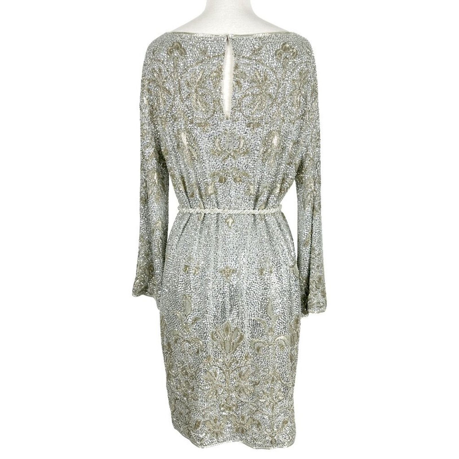 Marchesa Marchesa Couture 2010 Beaded Sequin Silver Gold Tunic Dress Size S / US 4 / IT 40 - 5 Thumbnail