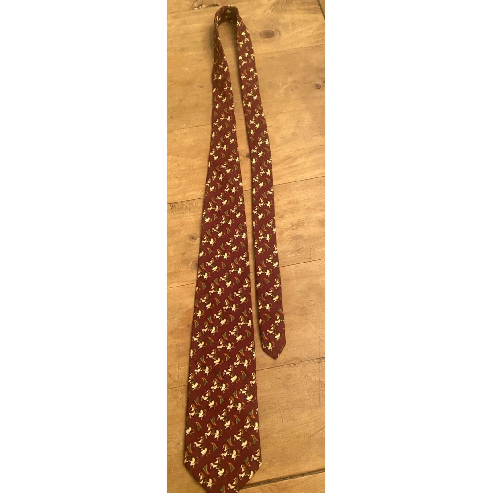 Brooks Brothers Brooks Brothers Makers Mens Tie Red Horses Saddles Silk 58" Tie Classic Necktie Size ONE SIZE - 2 Thumbnail