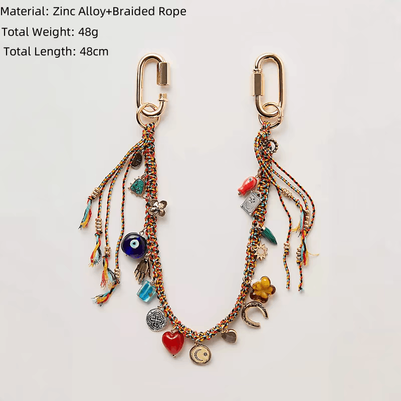 Jewelry Bohemia Devil Demon Eyed Braided Bag Chain Size ONE SIZE - 5 Thumbnail