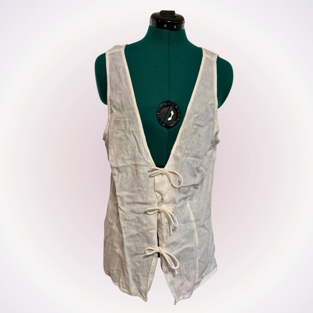 Other A New Day White Linen-Feel Tie-Front Vest | Sz L, NWT Size L / US 10 / IT 46 - 1 Thumbnail